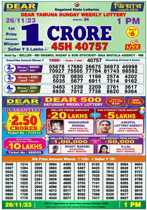 nagaland lottery sambad 26 tarik|Nagaland State Lotteries .
